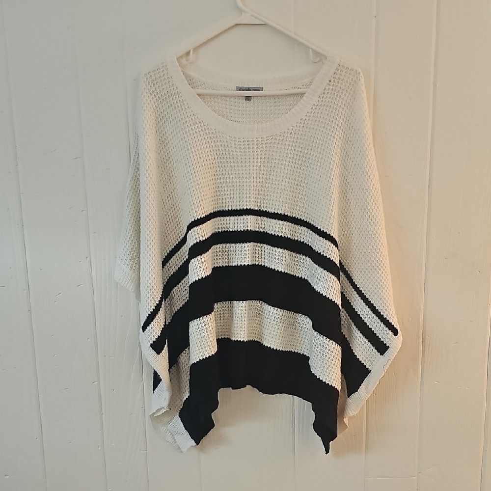 Charlotte Russe Black and White Striped Poncho Sweater